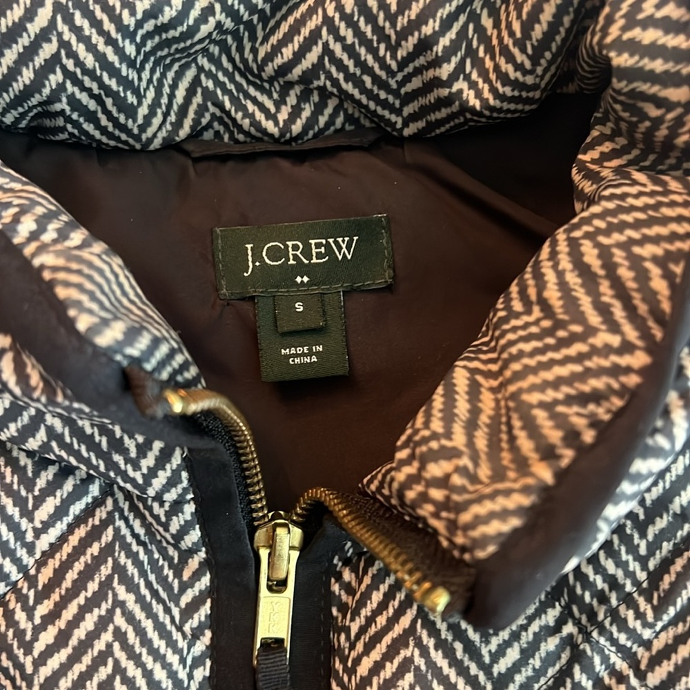 J. Crew Vest Black & White‎ Quilted Puffer Herringbone Pattern Women’s Size S